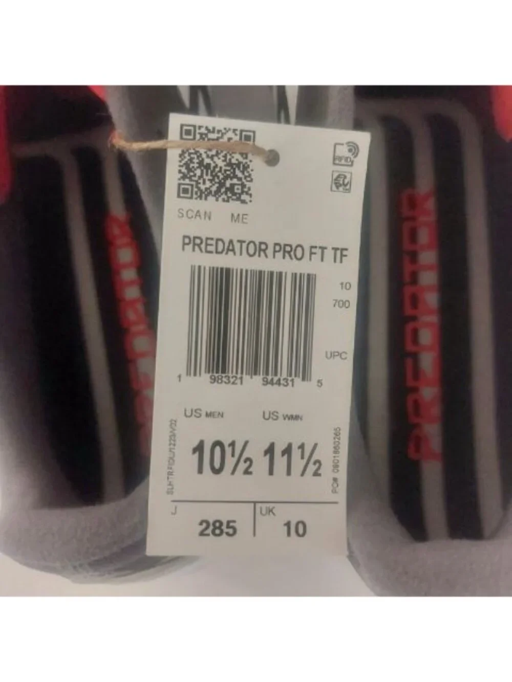 Adidas Predator Pro FT TF Mens 10.5 Soccer Cleats Artificial Turf Iron Metallic